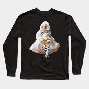 Tiger Tigers Eating Ice Cream, Funny Cute Long Sleeve T-Shirt